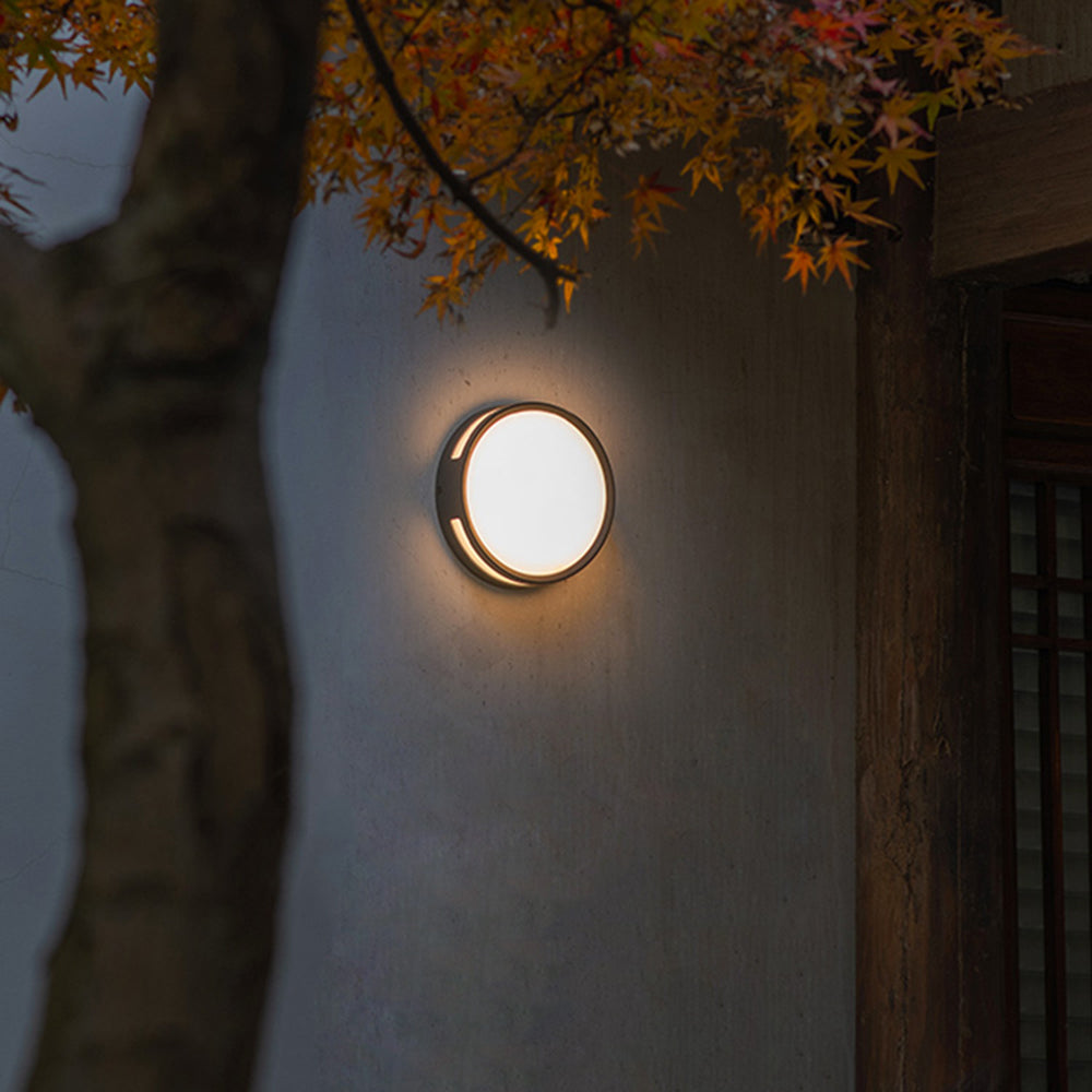 Applique murale extérieure ronde Ray – LED étanche en métal noir, blanc chaud 13 W