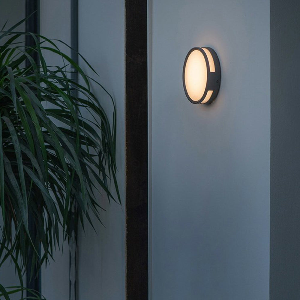 Applique murale extérieure ronde Ray – LED étanche en métal noir, blanc chaud 13 W