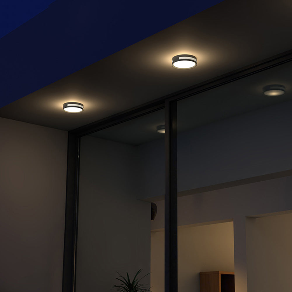 Applique murale extérieure ronde Ray – LED étanche en métal noir, blanc chaud 13 W