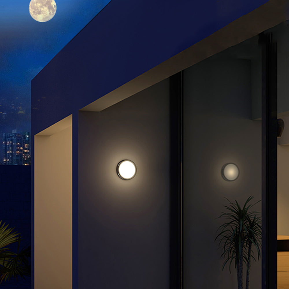Applique murale extérieure ronde Ray – LED étanche en métal noir, blanc chaud 13 W