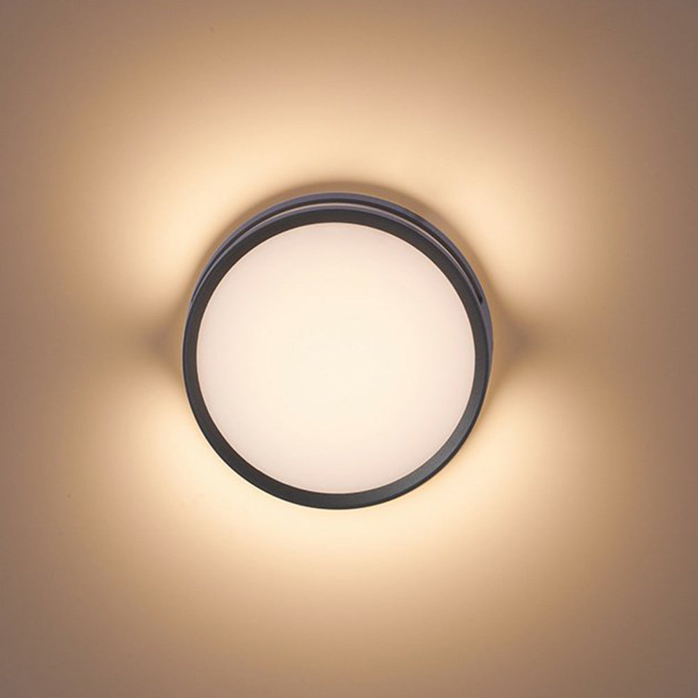 Applique murale extérieure ronde Ray – LED étanche en métal noir, blanc chaud 13 W