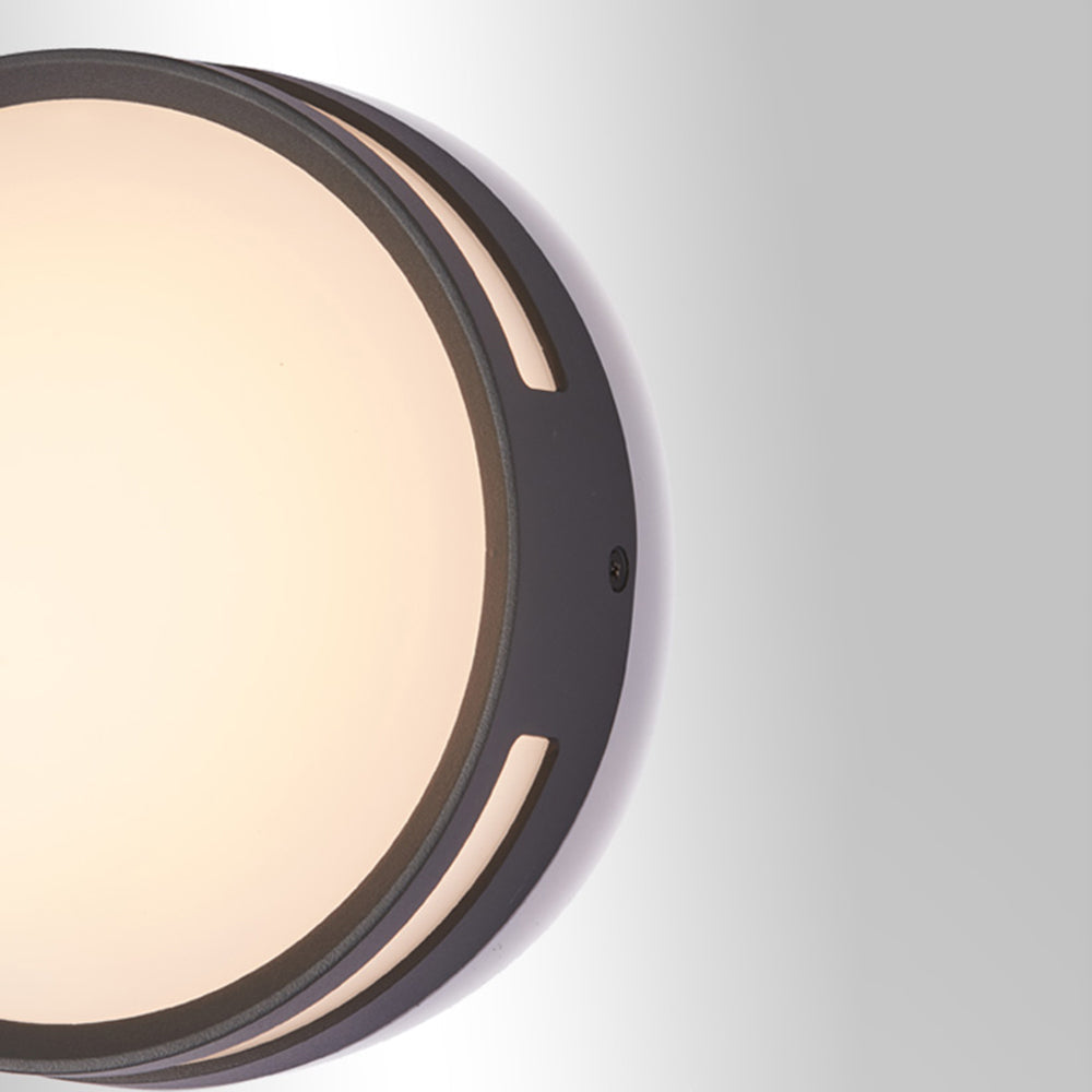 Applique murale extérieure ronde Ray – LED étanche en métal noir, blanc chaud 13 W