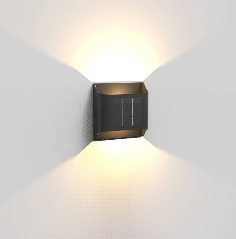 Applique murale extérieure solaire up & down Ray – Métal noir, rectangulaire, 5 longueurs