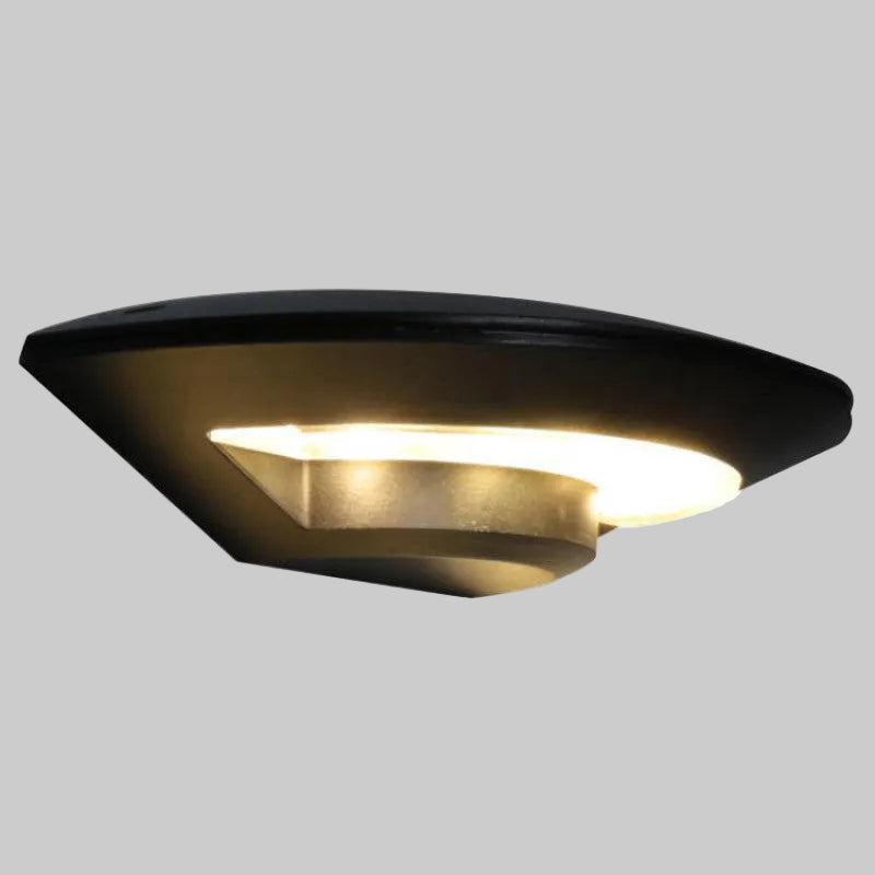 Applique murale extérieure soucoupe Ray – LED en aluminium noir, blanc chaud 3000 K