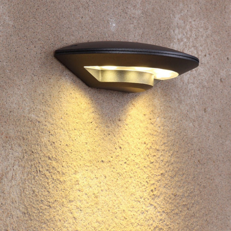 Applique murale extérieure soucoupe Ray – LED en aluminium noir, blanc chaud 3000 K
