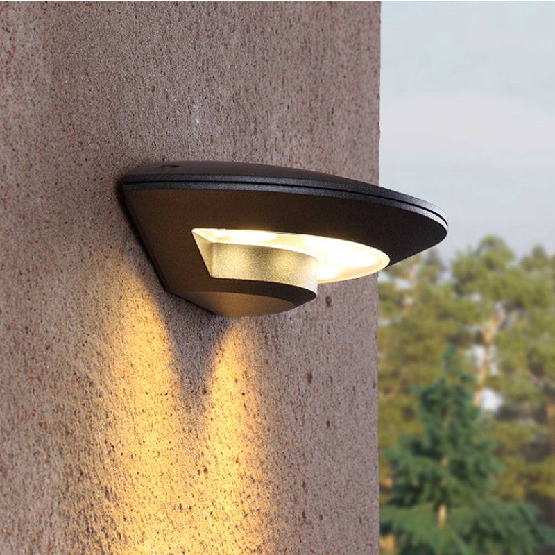 Applique murale extérieure soucoupe Ray – LED en aluminium noir, blanc chaud 3000 K