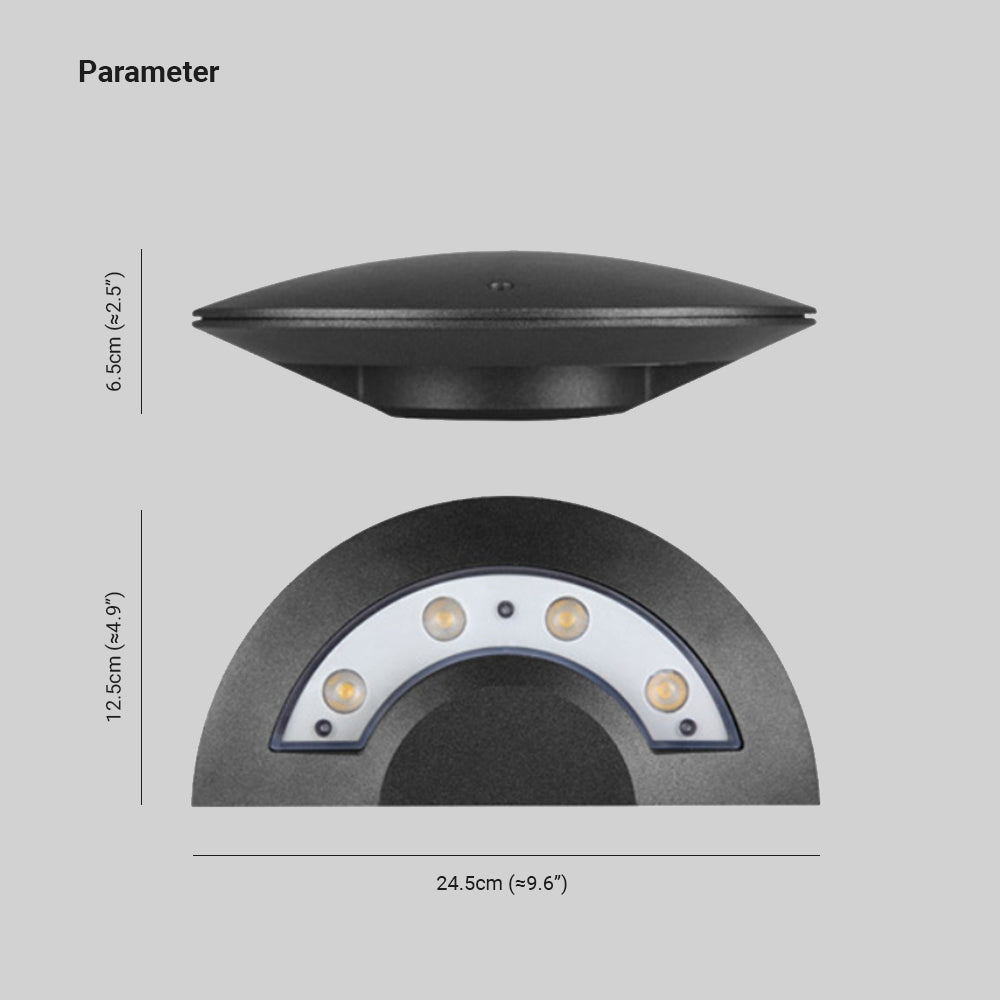 Applique murale extérieure soucoupe Ray – LED en aluminium noir, blanc chaud 3000 K