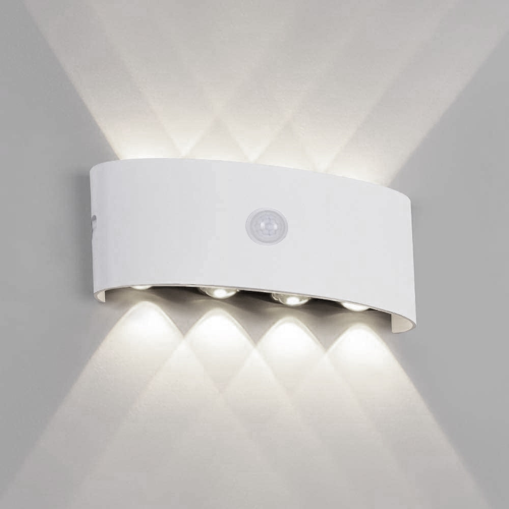 Applique murale extérieure up & down Ray – Blanc / Blanc froid / Détecteur de mouvement