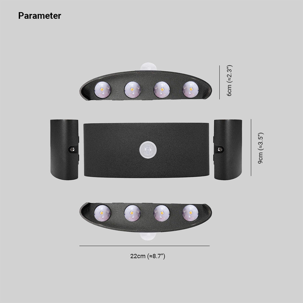 Applique murale extérieure up & down Ray – LED à détecteur de mouvement, noire ou blanche