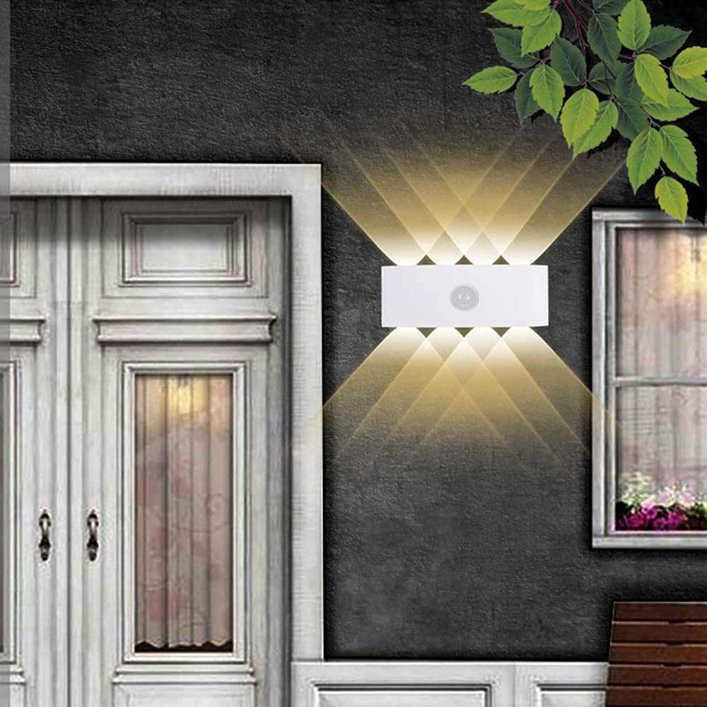 Applique murale extérieure up & down Ray – LED à détecteur de mouvement, noire ou blanche