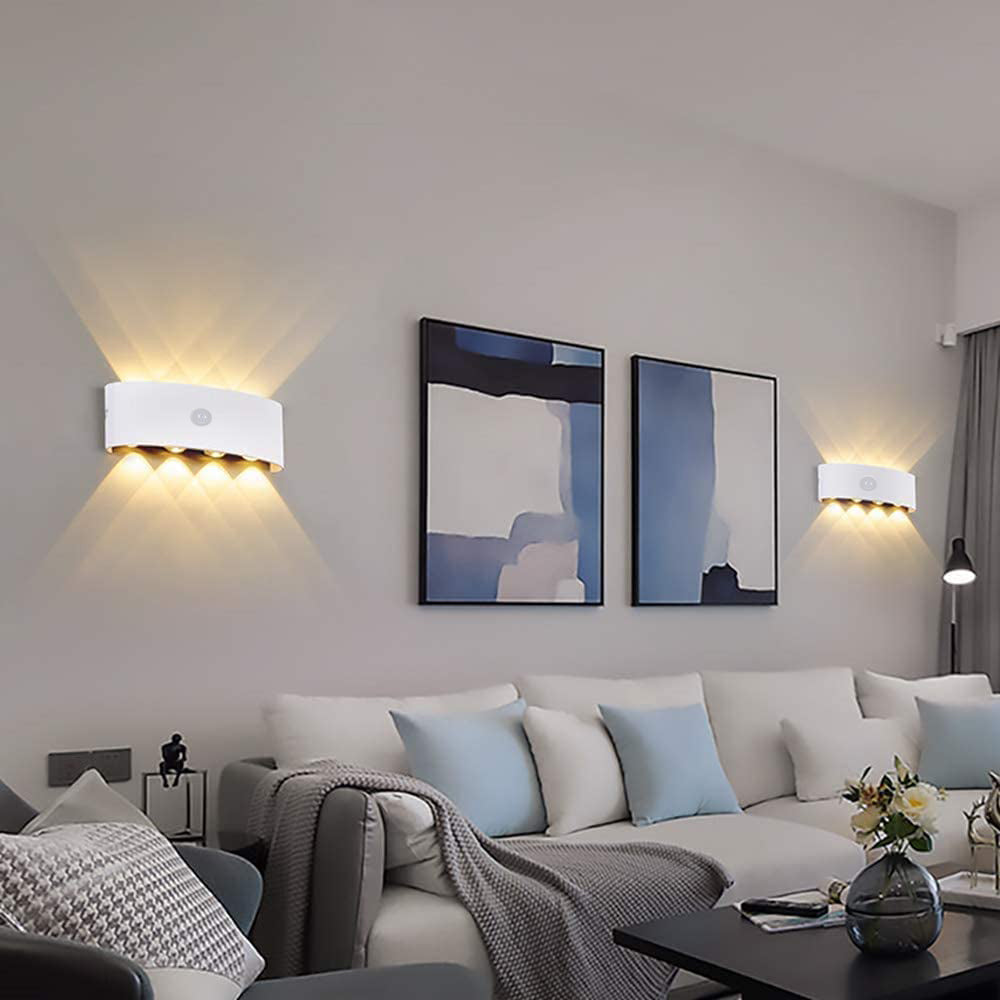 Applique murale extérieure up & down Ray – LED à détecteur de mouvement, noire ou blanche