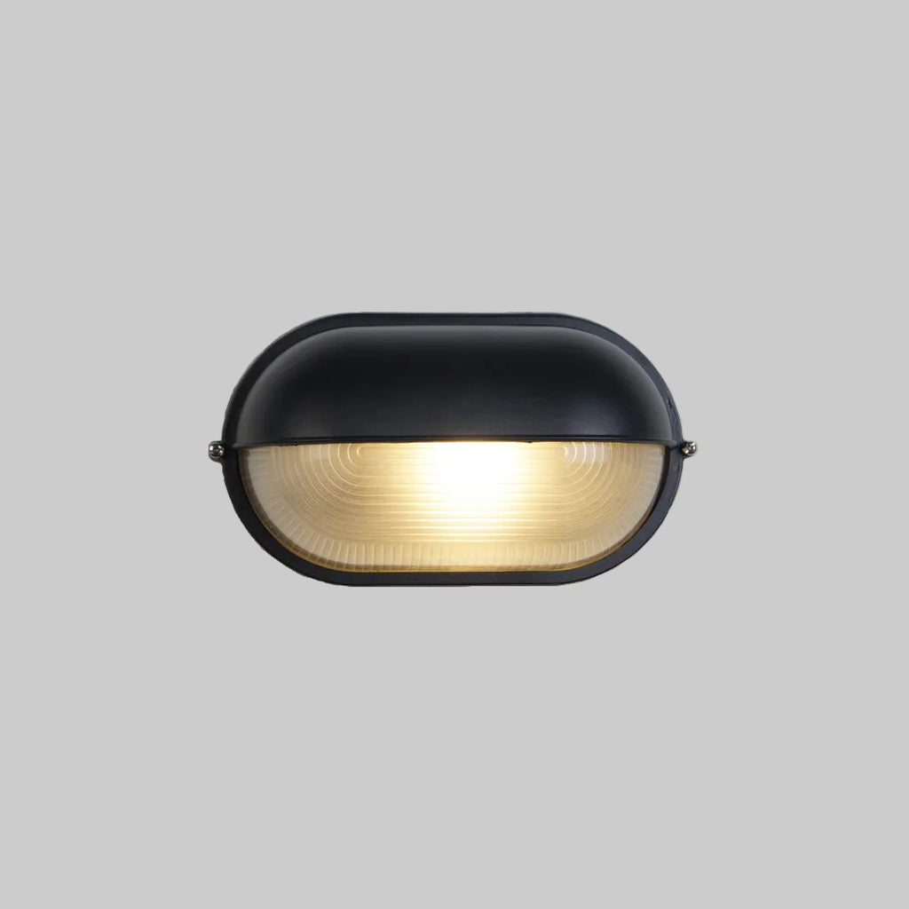 Applique murale extérieure en verre strié Nico – L 21 cm / Noir