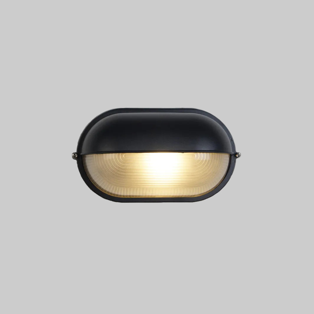 Applique murale extérieure en verre strié Nico – L 21 cm / Noir