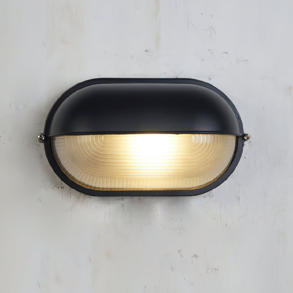 Applique murale extérieure en verre strié Nico – L 28 cm / Noir