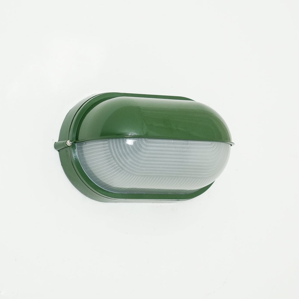 Applique murale extérieure en verre strié Nico – Ovale industrielle, noire ou verte