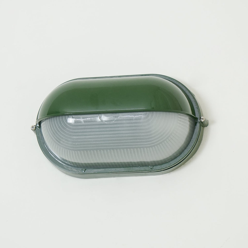 Applique murale extérieure en verre strié Nico – Ovale industrielle, noire ou verte