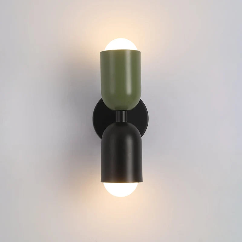 Applique murale double tête Kira – Noir et vert