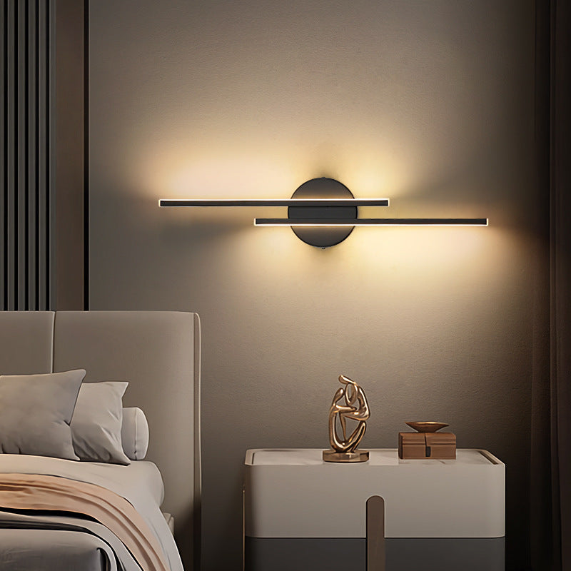 Applique murale LED en métal Elgo – Disque et lignes, noire ou blanche