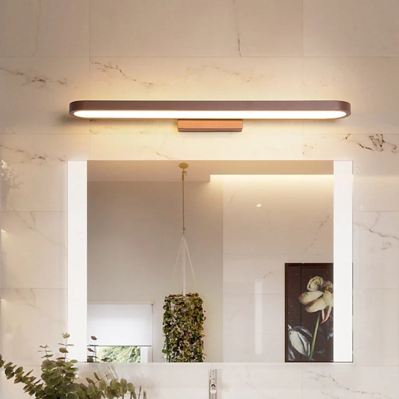 Applique murale LED incurvée Luxa – Barre au-dessus du miroir, noire ou café