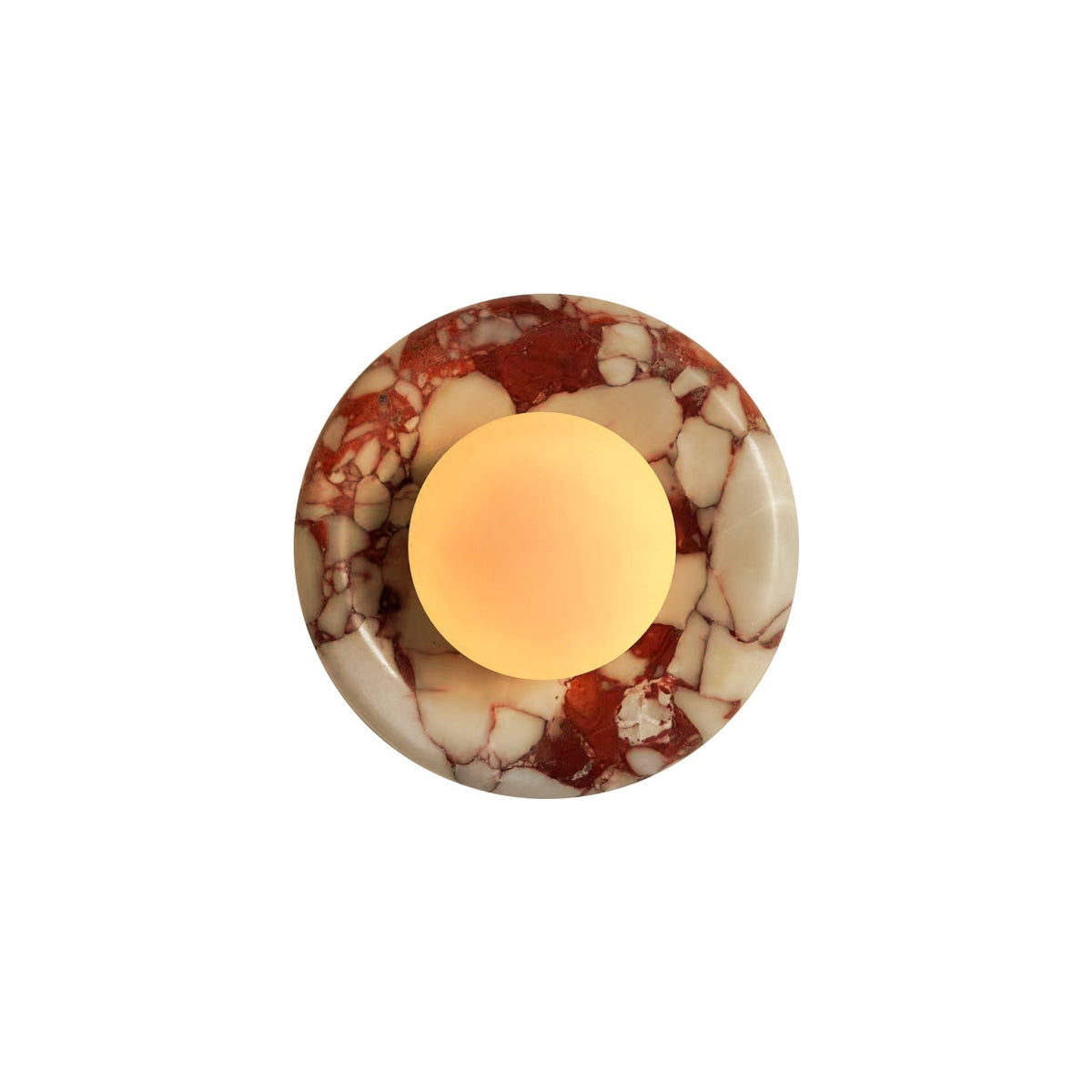 Applique murale en marbre Avi – Globe en verre sur platine de pierre arrondie