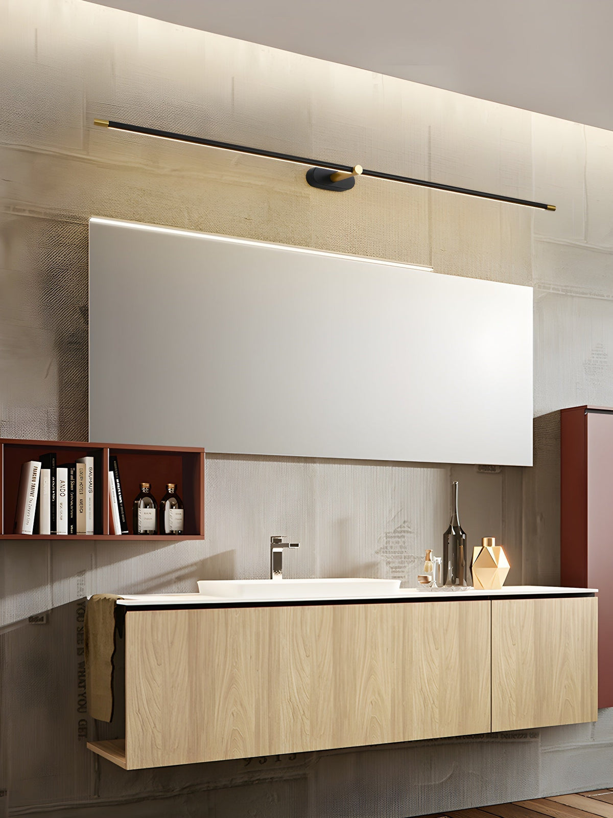 Applique murale linéaire rechargeable Flano – LED sans fil, noire ou dorée