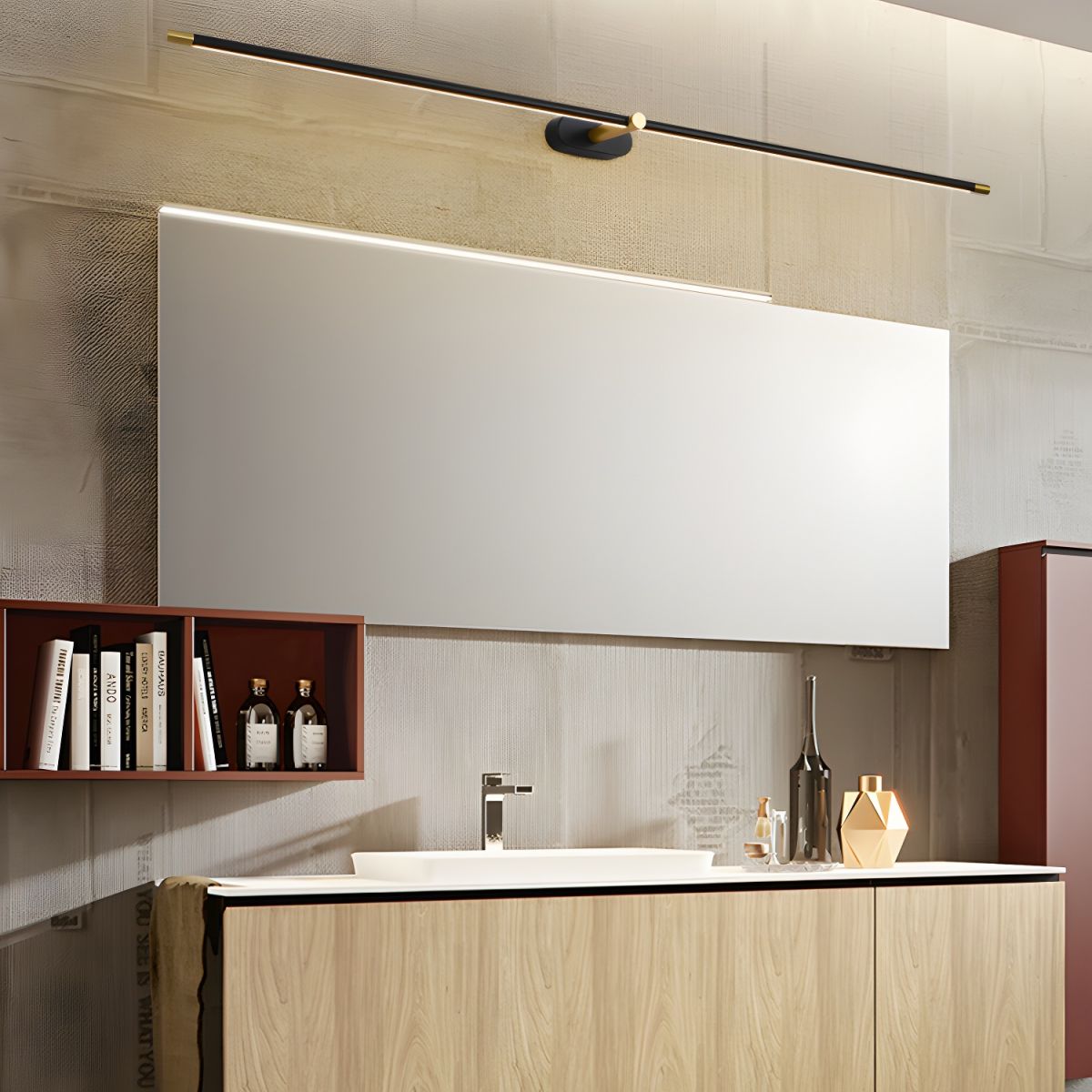 Applique murale linéaire rechargeable Flano – LED sans fil, noire ou dorée