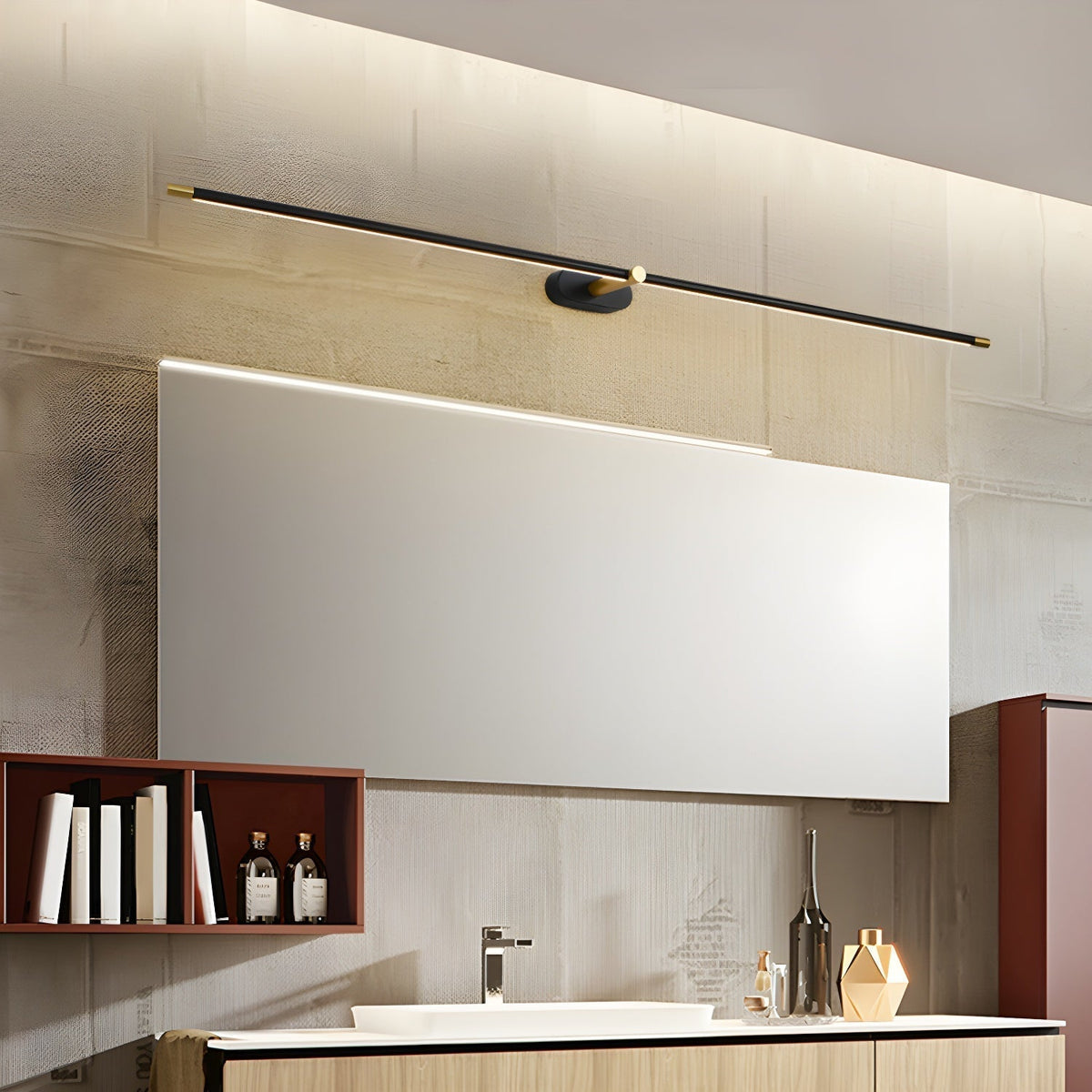 Applique murale linéaire rechargeable Flano – LED sans fil, noire ou dorée