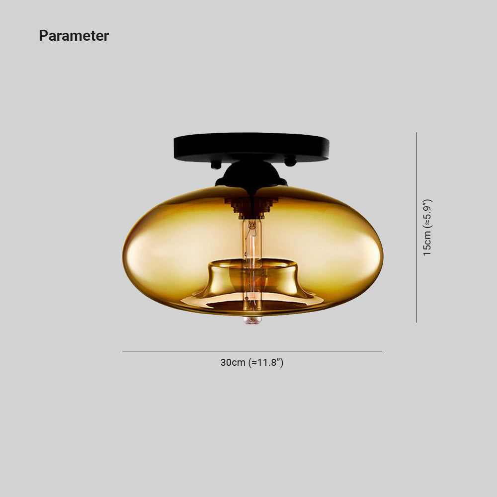 Plafonnier globe en verre Valentina – Art déco rétro, verre ambré, rouge ou bleu