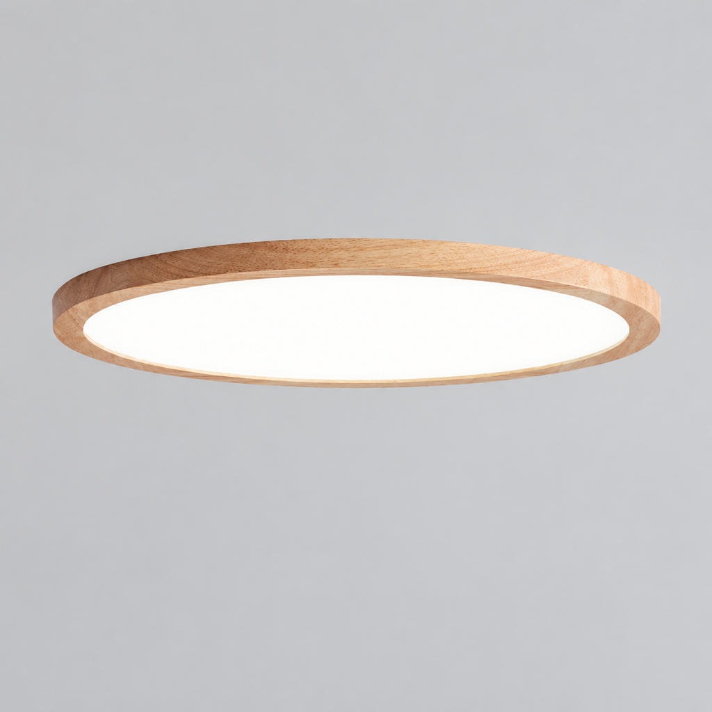 Plafonnier LED en bois Aven – Rond et épuré, esprit japandi wabi-sabi