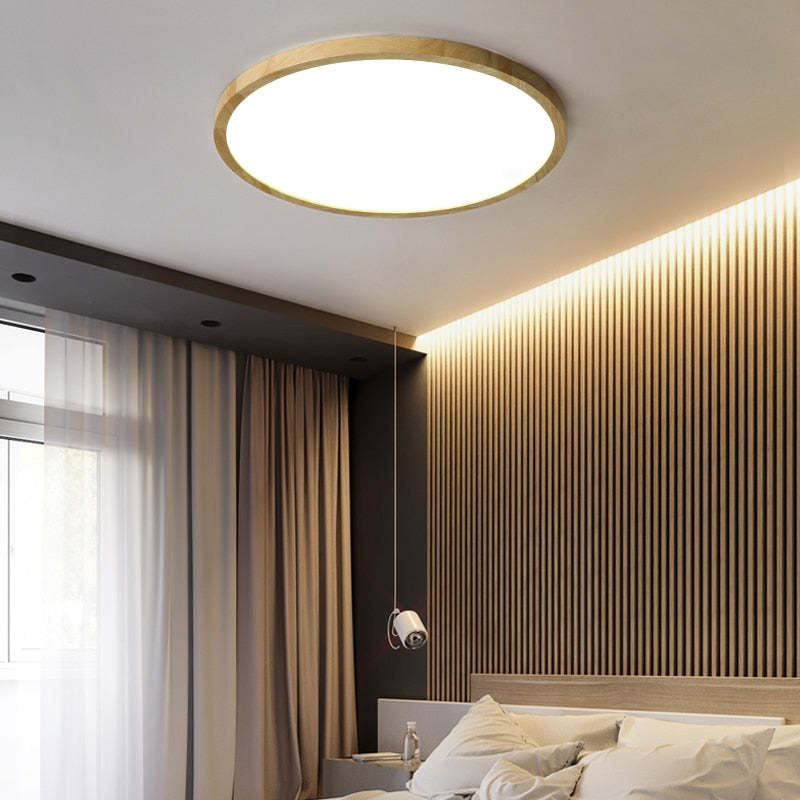 Plafonnier LED en bois Aven – Rond et épuré, esprit japandi wabi-sabi