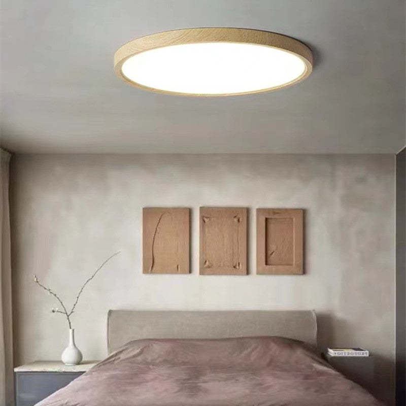 Plafonnier LED en bois Aven – Rond et épuré, esprit japandi wabi-sabi