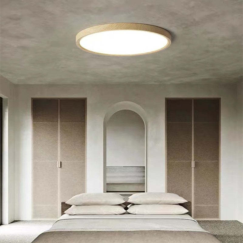 Plafonnier LED en bois Aven – Rond et épuré, esprit japandi wabi-sabi