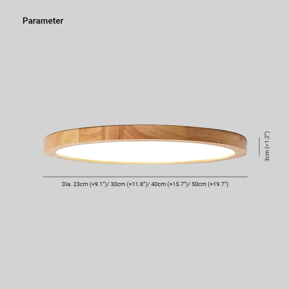 Plafonnier LED en bois Aven – Ø 23 cm / Blanc chaud
