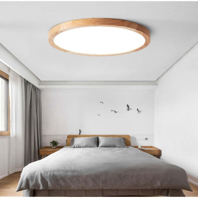 Plafonnier LED en bois Aven – Rond et épuré, esprit japandi wabi-sabi