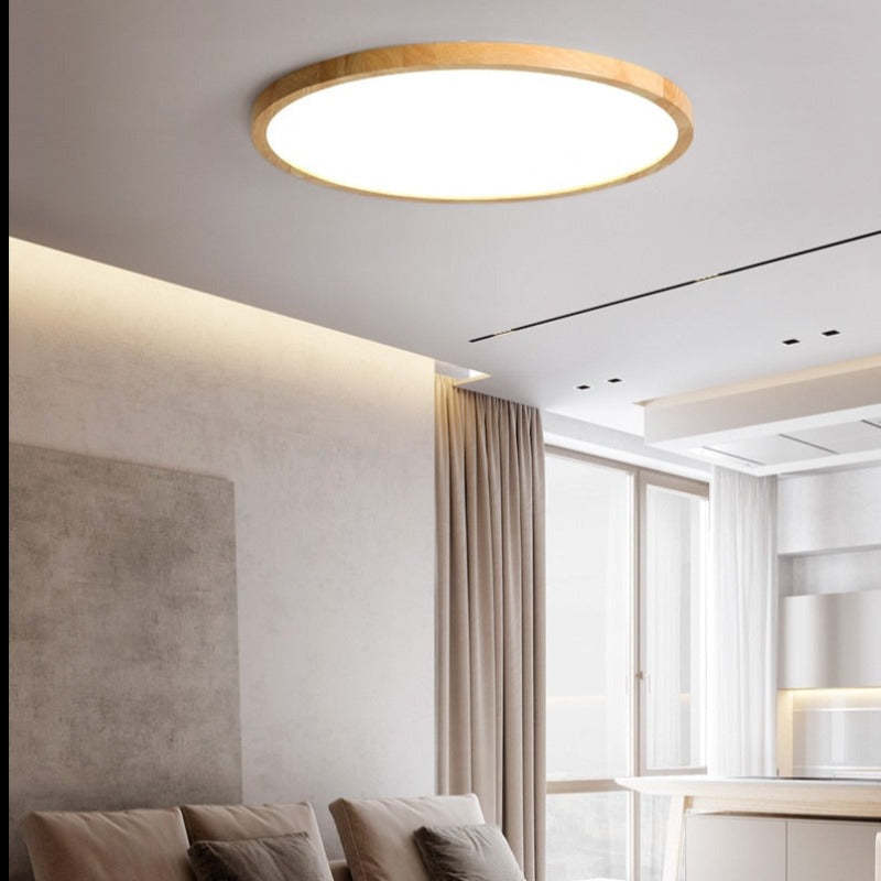 Plafonnier LED en bois Aven – Rond et épuré, esprit japandi wabi-sabi