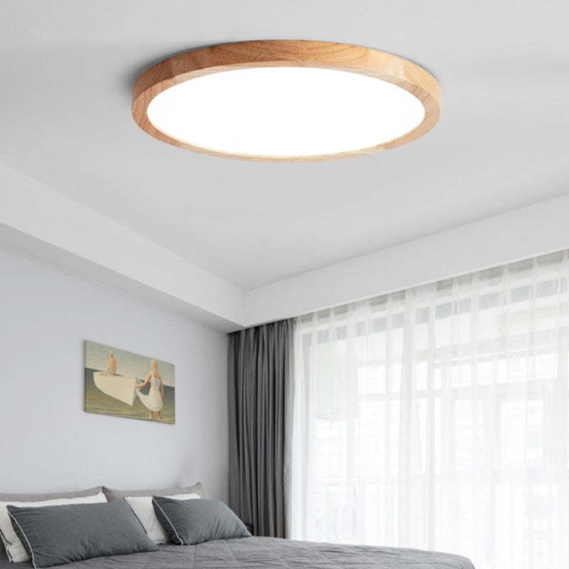 Plafonnier LED en bois Aven – Rond et épuré, esprit japandi wabi-sabi