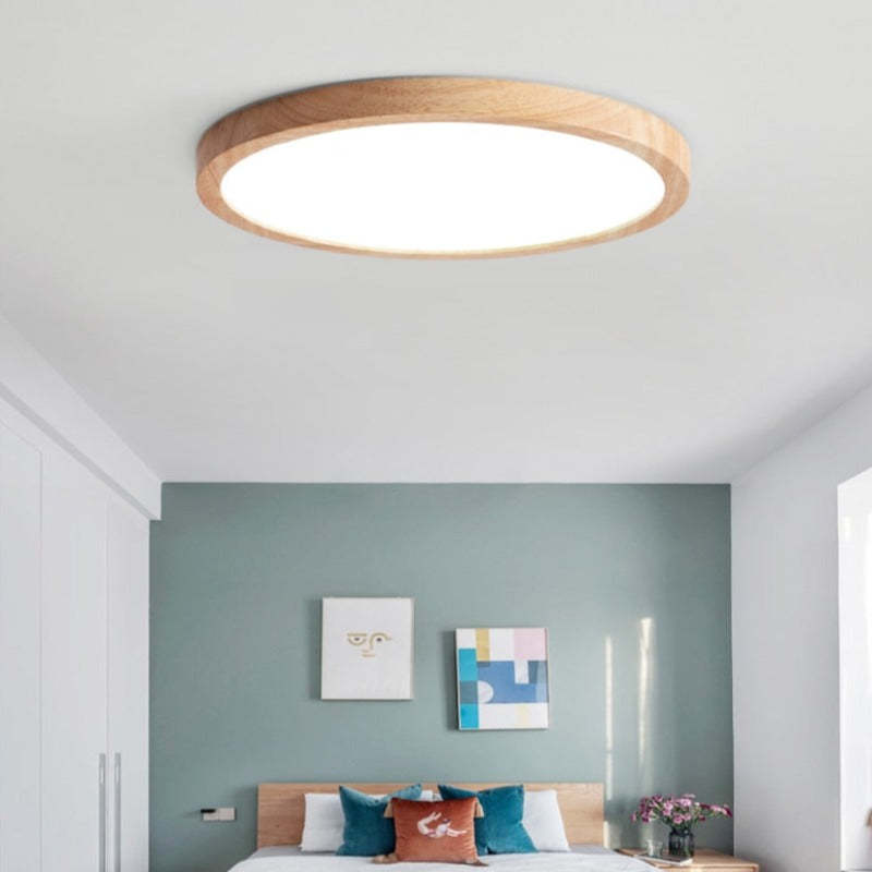 Plafonnier LED en bois Aven – Rond et épuré, esprit japandi wabi-sabi