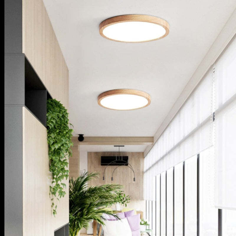 Plafonnier LED en bois Aven – Rond et épuré, esprit japandi wabi-sabi