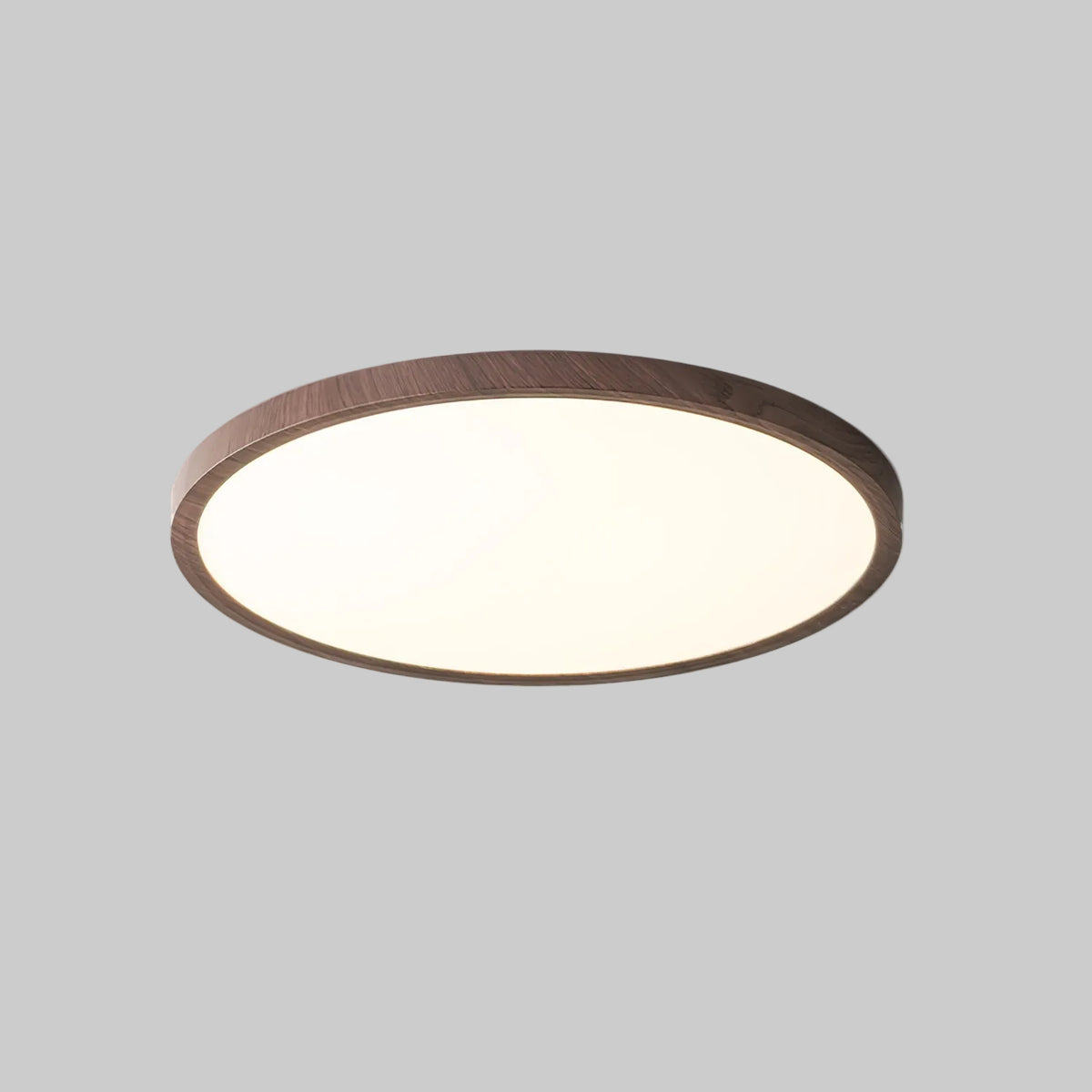 Plafonnier LED extra-plat Ivera – Rond effet noyer, 2,5 cm d'épaisseur