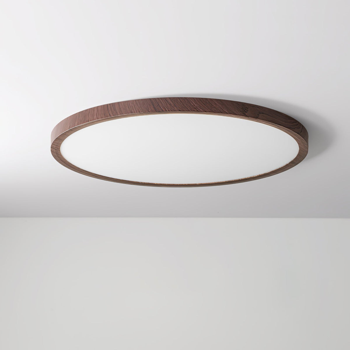 Plafonnier LED extra-plat Ivera – Rond effet noyer, 2,5 cm d'épaisseur