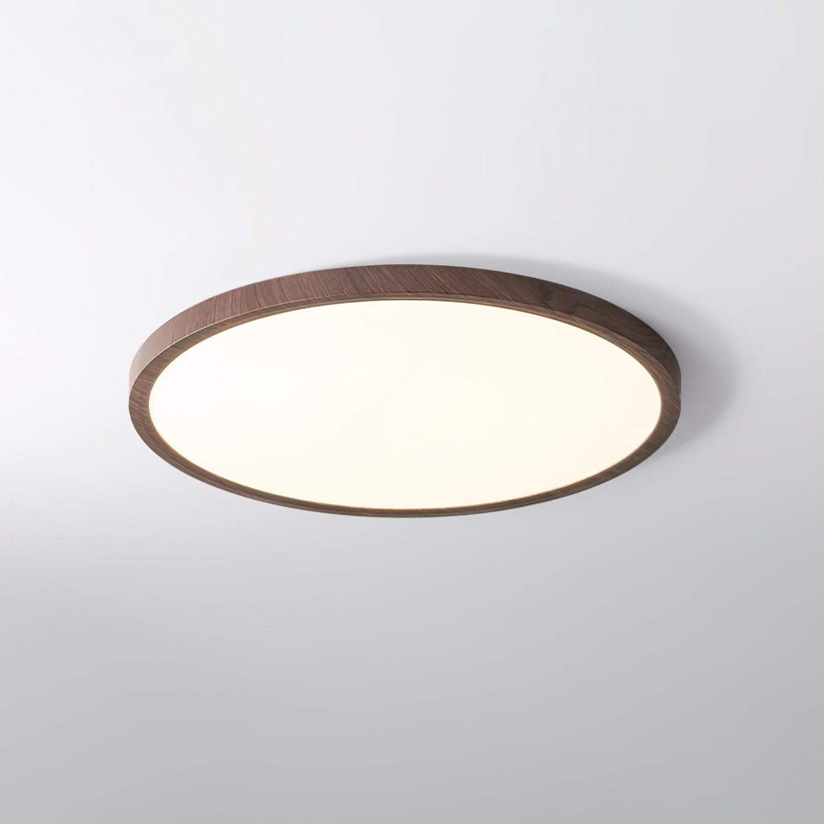 Plafonnier LED extra-plat Ivera – Rond effet noyer, 2,5 cm d'épaisseur