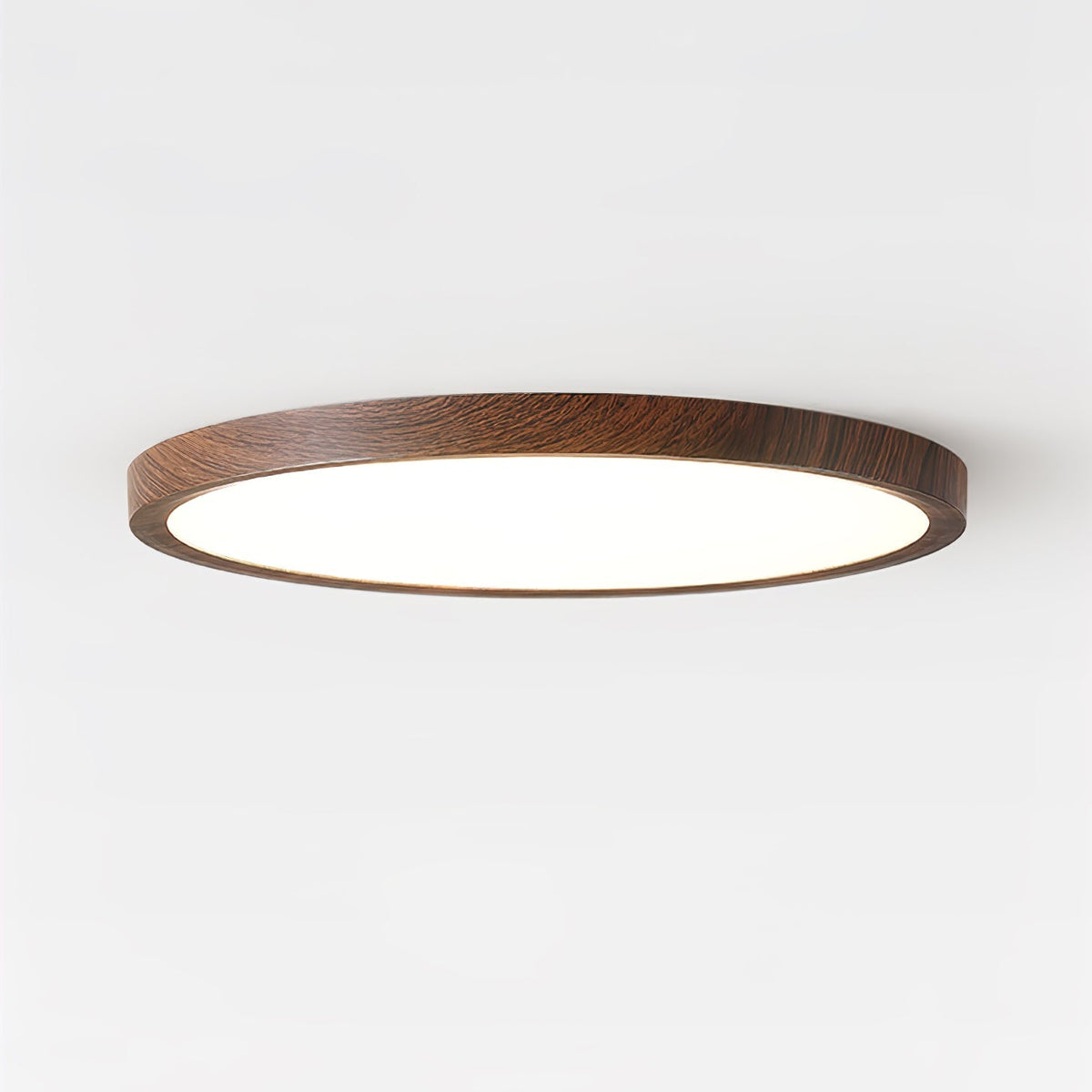Plafonnier LED extra-plat Ivera – Rond effet noyer, 2,5 cm d'épaisseur