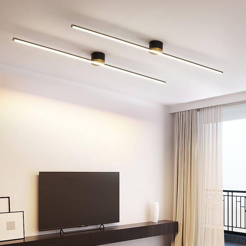 Plafonnier LED linéaire Erix – Barre noire ou blanche, éclairage vers le haut ou le bas