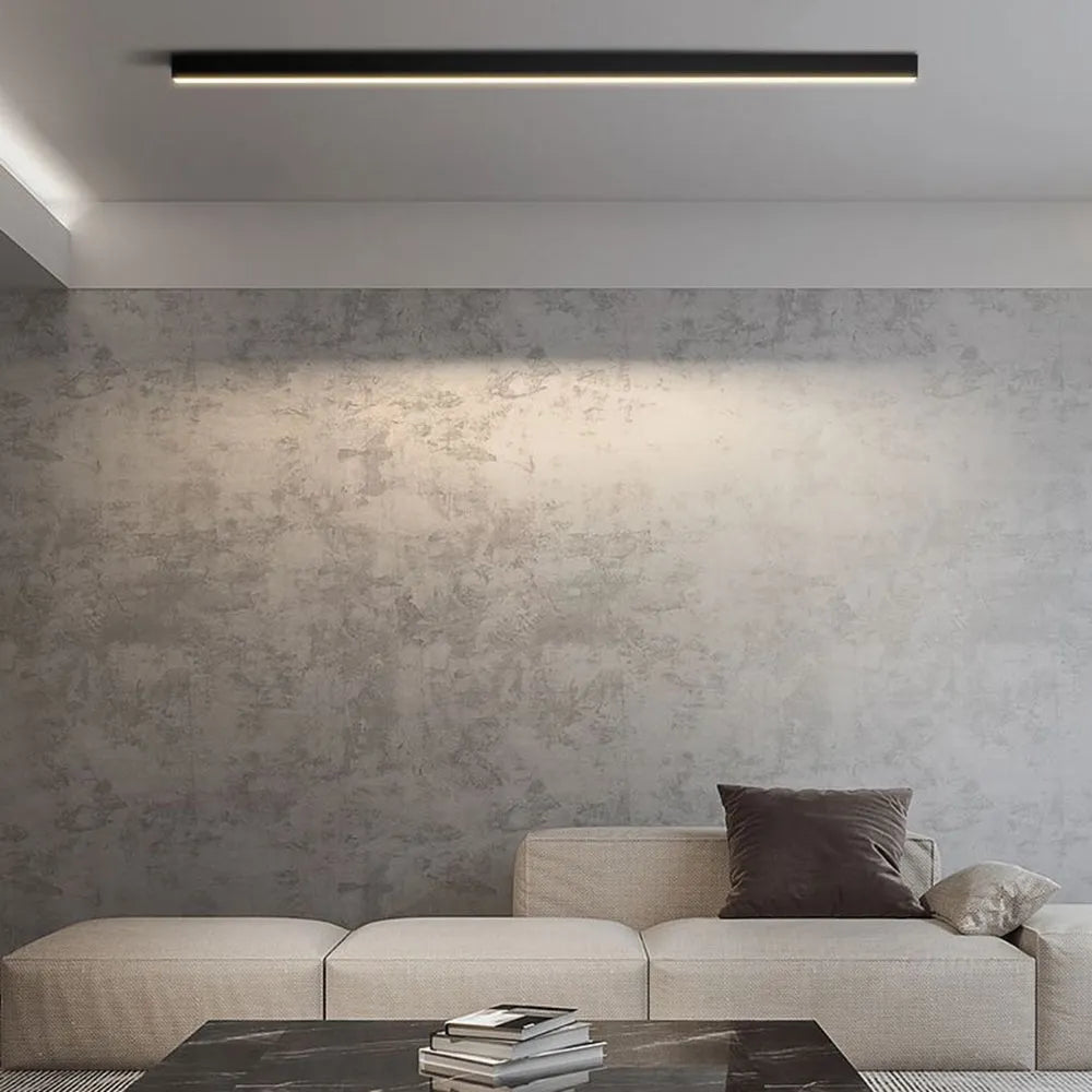 Plafonnier LED linéaire en métal noir Solin – 3 températures de couleur ou variable