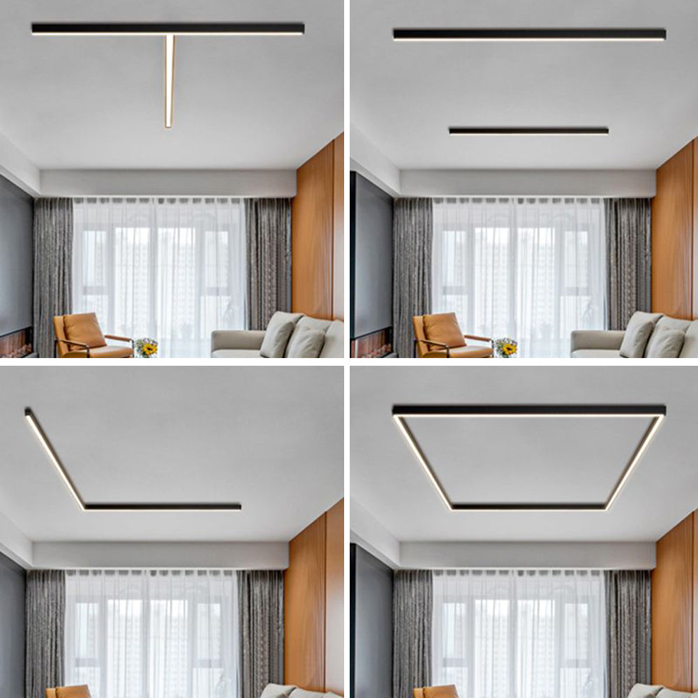 Plafonnier LED linéaire en métal noir Solin – 3 températures de couleur ou variable