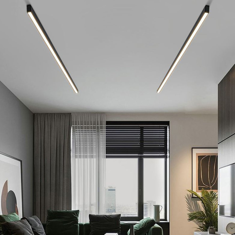 Plafonnier LED linéaire en métal noir Solin – 3 températures de couleur ou variable