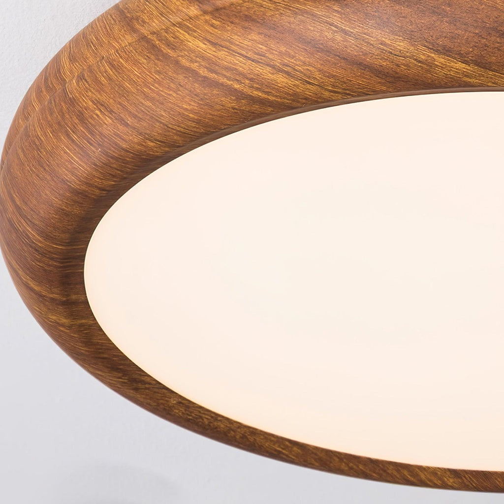 Plafonnier LED rond en acrylique Grena – Effet bois noyer ou chêne, version télécommandée