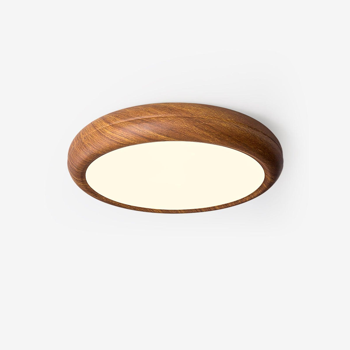 Plafonnier LED rond en acrylique Grena – Effet bois noyer ou chêne, version télécommandée