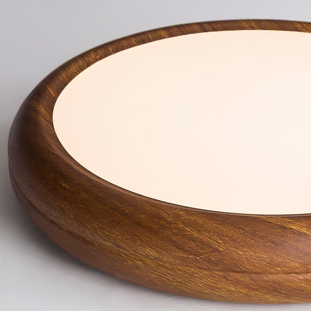 Plafonnier LED rond en acrylique Grena – Effet bois noyer ou chêne, version télécommandée
