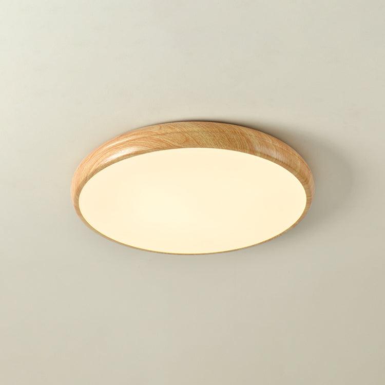 Plafonnier LED rond en acrylique Grena – Effet bois noyer ou chêne, version télécommandée
